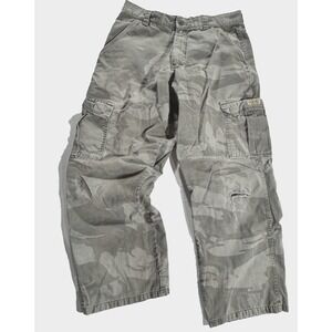 Wrangler Cargo Camo Pants  Men 32x29  Grey Green Mid-Rise Hunting Airsoft Skate